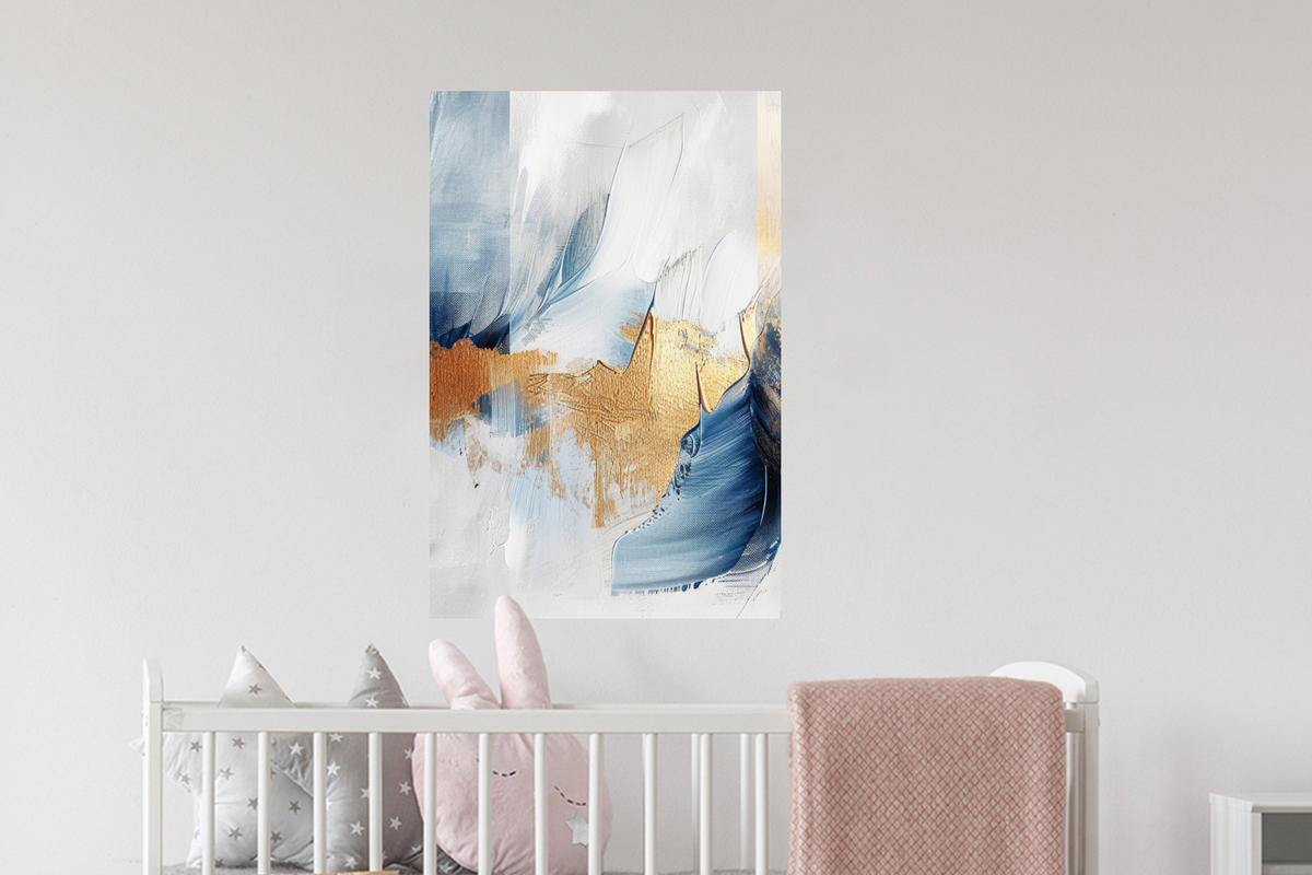 WANDTATTOO Gold - Blau - Aquarell - Kunst - Modern 40x60 cm - Hellblau, Kunststoff (40/60/0.1cm) - MuchoWow