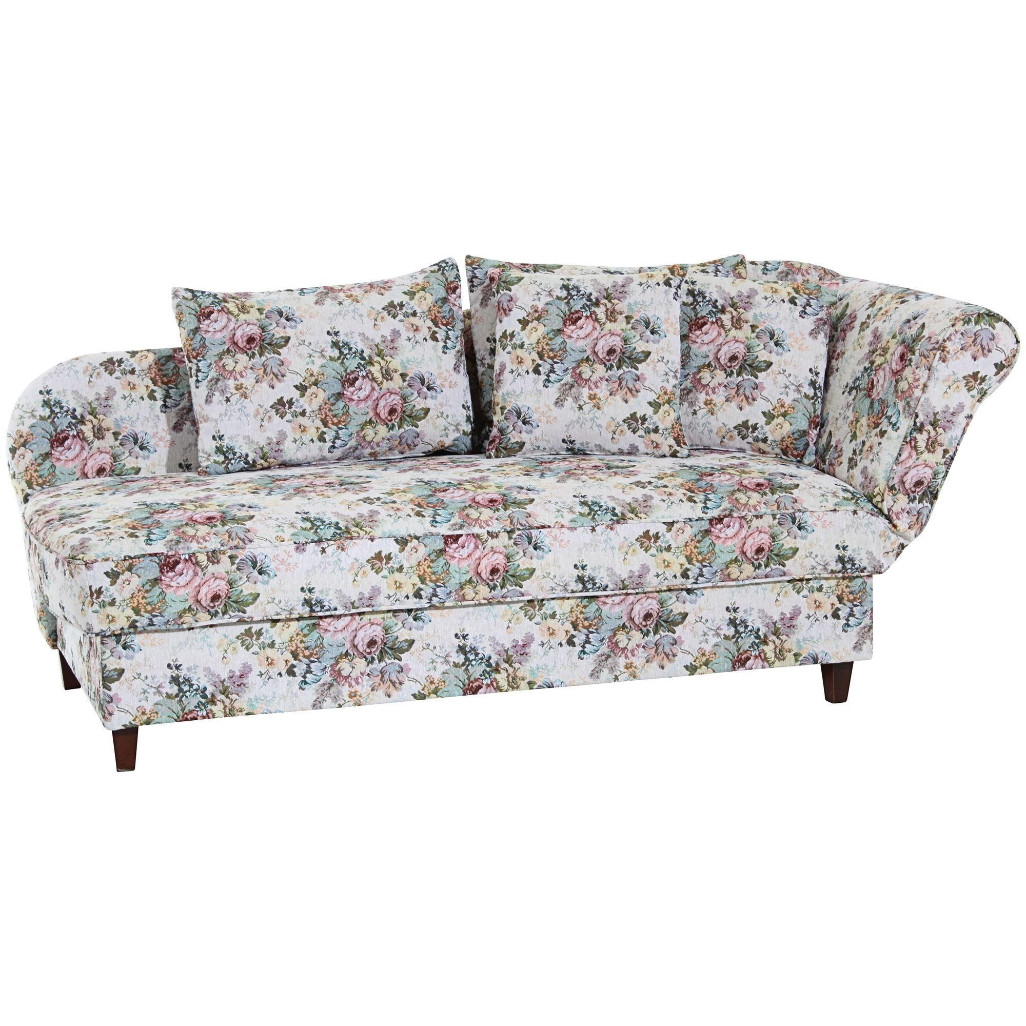 RECAMIERE mit Armteil rechts klappbar Katia Bezug Flachgewebe Buche nussbaum dunkel / rosé - Rosa, Kunststoff (190/82/88cm) - 58aufmkessel
