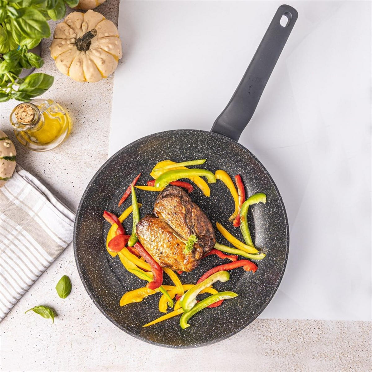 BRATPFANNE mit Marmorbeschichtung 28cm KB7665 - Schwarz, Metall (28cm) - Klausberg 