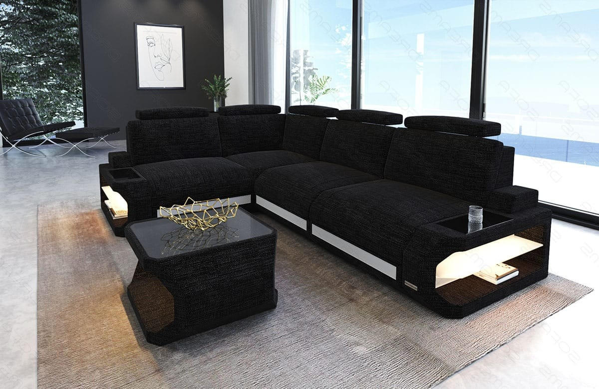 ECKSOFA Siena Dunkelgrau Weiß Strukturstoff - Dunkelgrau, Kunststoff (272/272cm)
