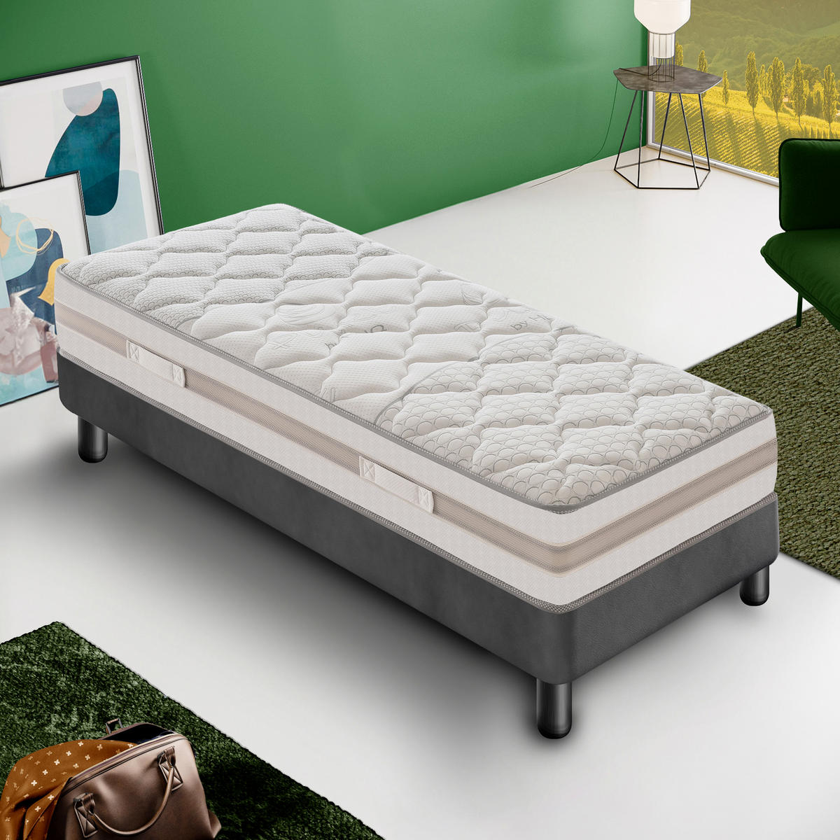 TASCHENFEDERKERNMATRATZE 80x200, Höhe 25 cm, 5 cm Memory-Schaum, PARIGI - Weiß, Textil (80/200cm) - iLoveSleep