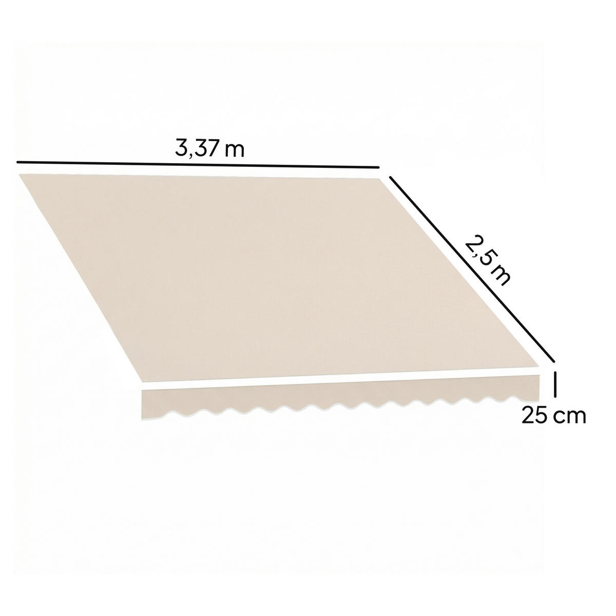 MARKISENBESPANNUNG aus Polyester Cremeweiß - Creme, Textil (337/250/25cm) - Outsunny