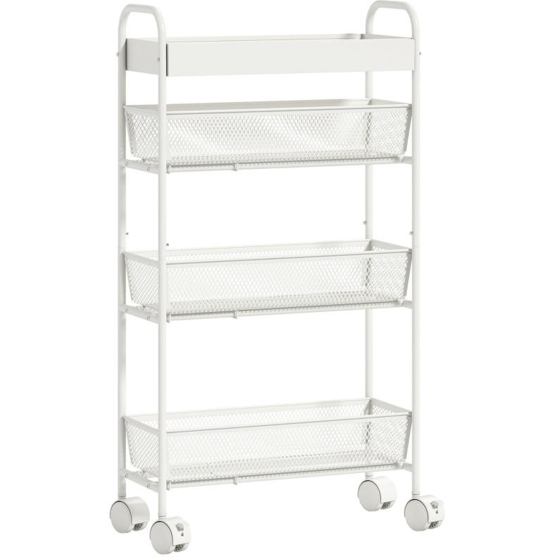 KÜCHENWAGEN mit 3 Körben 43,2 x 19 x 80 cm Metall Weiß - Weiß, Metall (19/80/43.2cm) - Beauniv