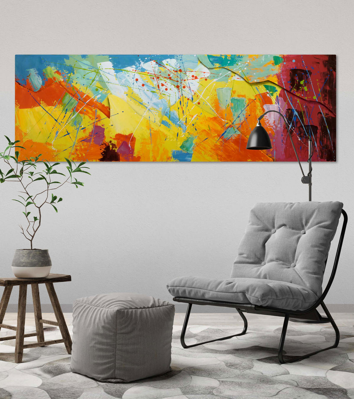 METALLBILD Bunt 144/44 cm - Multicolor, Metall (6.9/44cm) - KUNSTLOFT