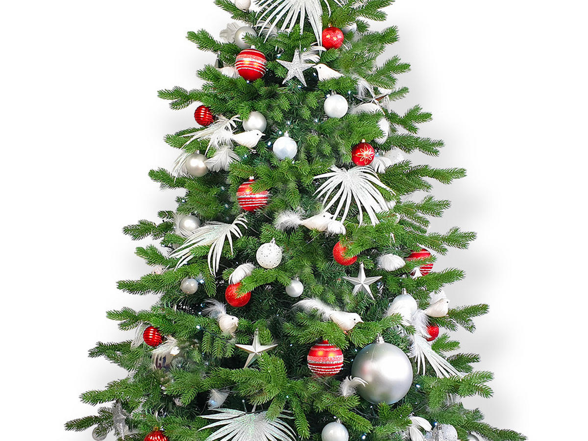WEIHNACHTSBAUMSCHMUCK-SET POLAR RED II, 133-teilig, für Weihnachtsbäume 120–210 cm, inkl. Aufbewahrungsbox - Rot/Silberfarben, Glas/Kunststoff (55/50/75cm) - LAALU