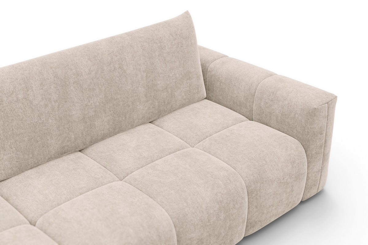 ECKSOFA VERONA 4-Sitzer links, Beige - Beige/Schwarz, Holz/Textil (266/173cm) - Courtois Laville