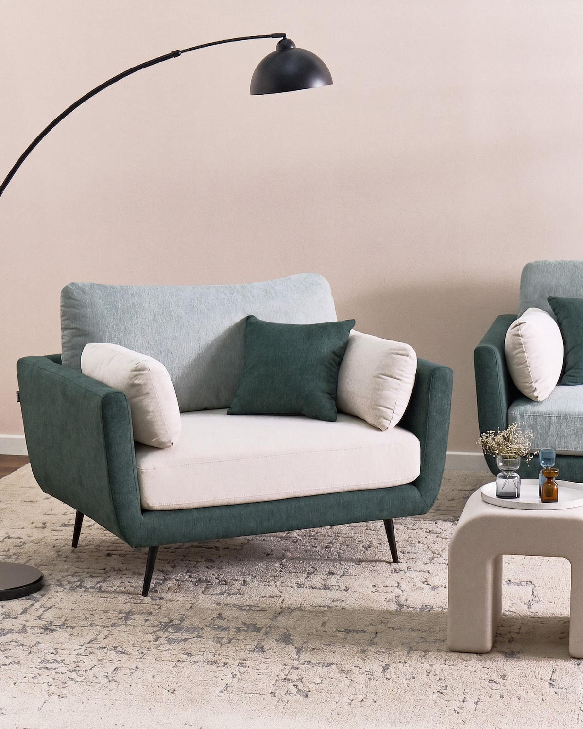 SESSEL Stoff Grün Bolga - Grün, Textil (119/89/83cm) - Beliani