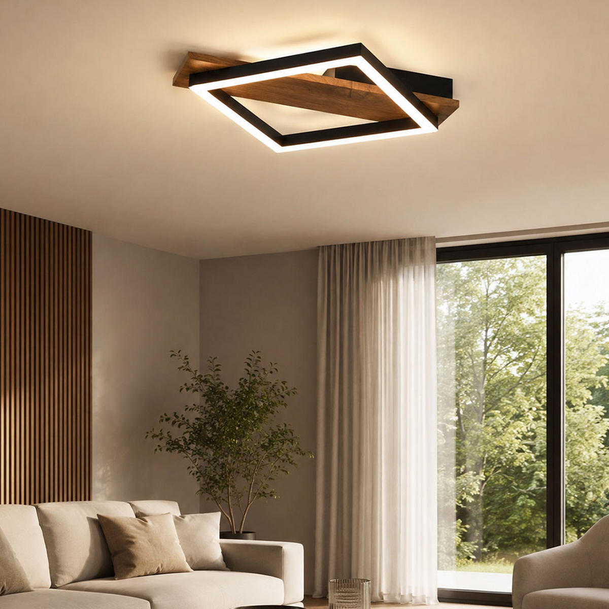 LED DECKENLEUCHTE BEATRIX Metall Schwarz - Schwarz, Metall (33/31/5.5cm) - Globo Lighting
