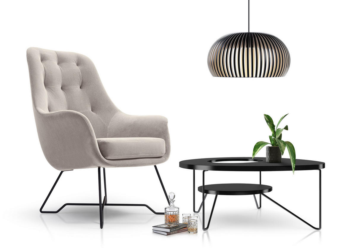 SESSEL SEDUTA, Modern Polstersessel Loungesessel, Velours-Stoff Hellgrau - Hellgrau, Holz/Metall (72.5/101.5/83cm) - MASSENO