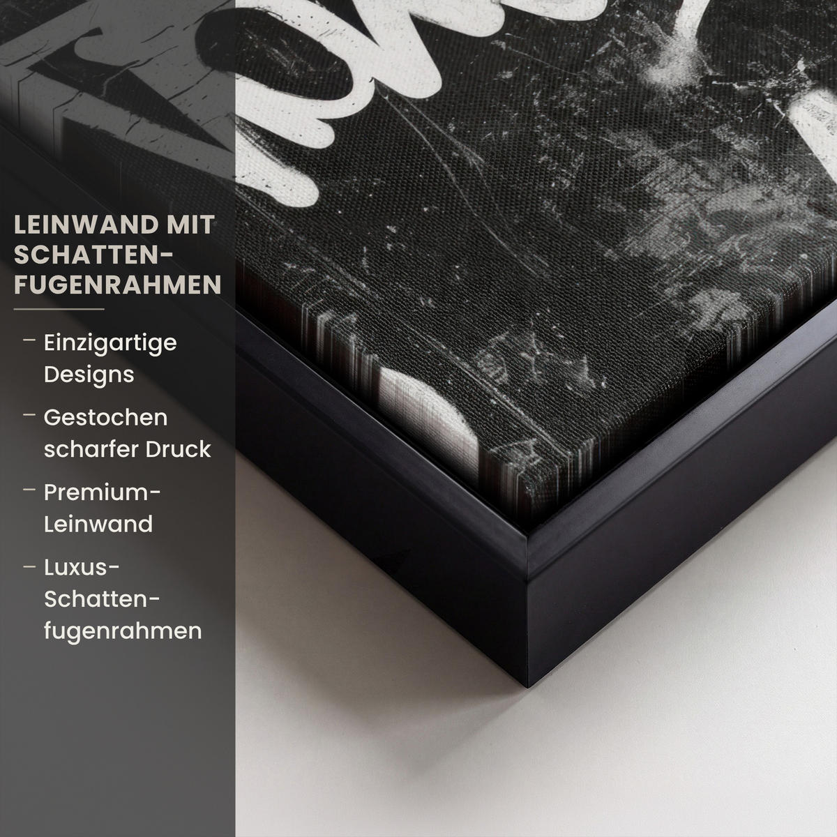 LEINWAND Bilder mit Rahmen - Gesicht - Mund - Graffiti - Schwarz - 30x20 - Schwarz, Textil (30/20cm) - MuchoWow