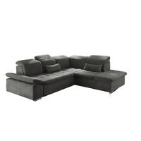 ECKSOFA mit Schlaffunktion mit Bettkasten und verstellbaren Kopf- und Rückenlehnen - Chromfarben/Grau, Textil (240/276cm) - ed exciting design