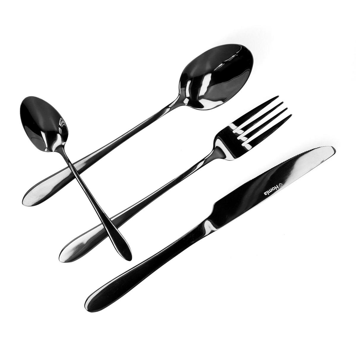 BESTECKSET Abele schwarz 16-tlg. 2er-Set - Schwarz, Metall - Homla