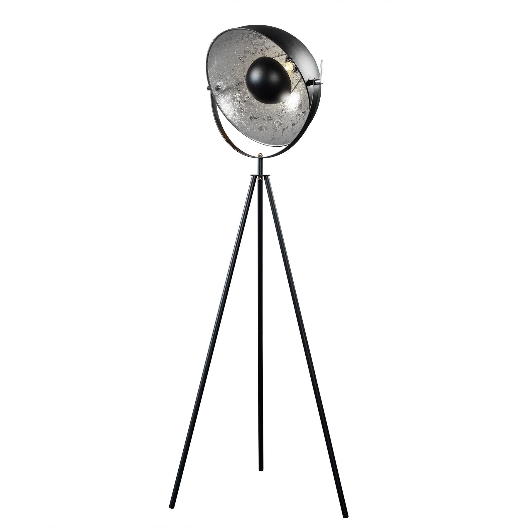 STEHLEUCHTE STUDIO Edelstahl Schwarz 145 cm - Silberfarben/Schwarz, Metall (51/51/146cm) - riess-ambiente