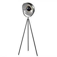 STEHLEUCHTE STUDIO Edelstahl Schwarz 145 cm - Silberfarben/Schwarz, Metall (51/51/146cm) - riess-ambiente