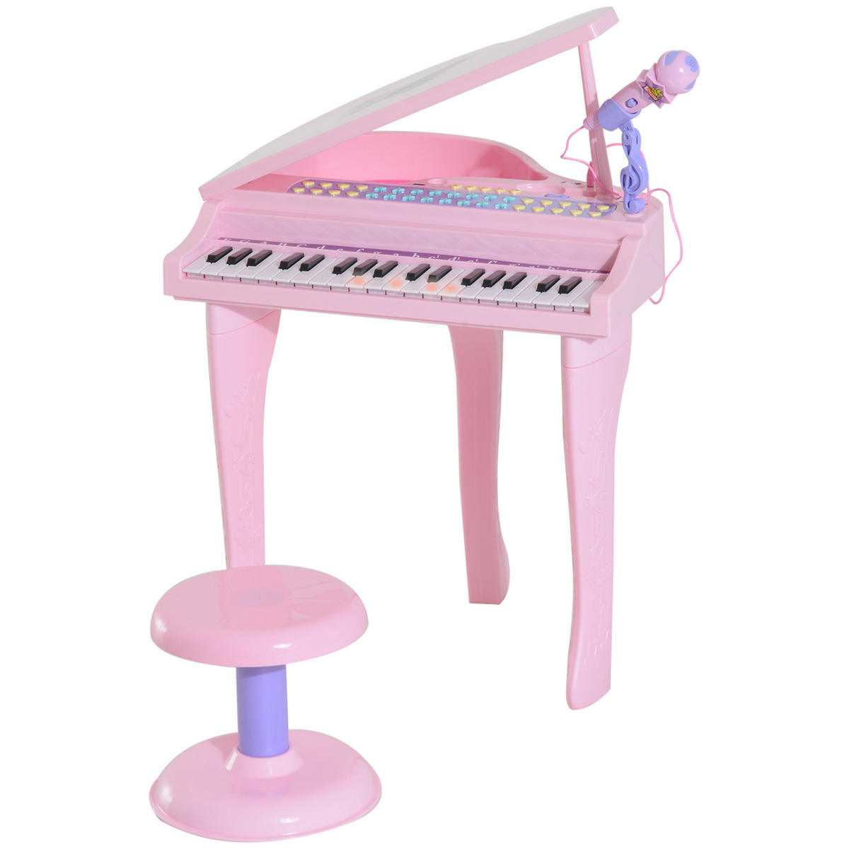 KEYBOARD DE-10091 37 Tasten, LED-Lehrmodus, mit Mikrofon Rosa - Pink, Kunststoff (39/69/48cm) - ComfortXL