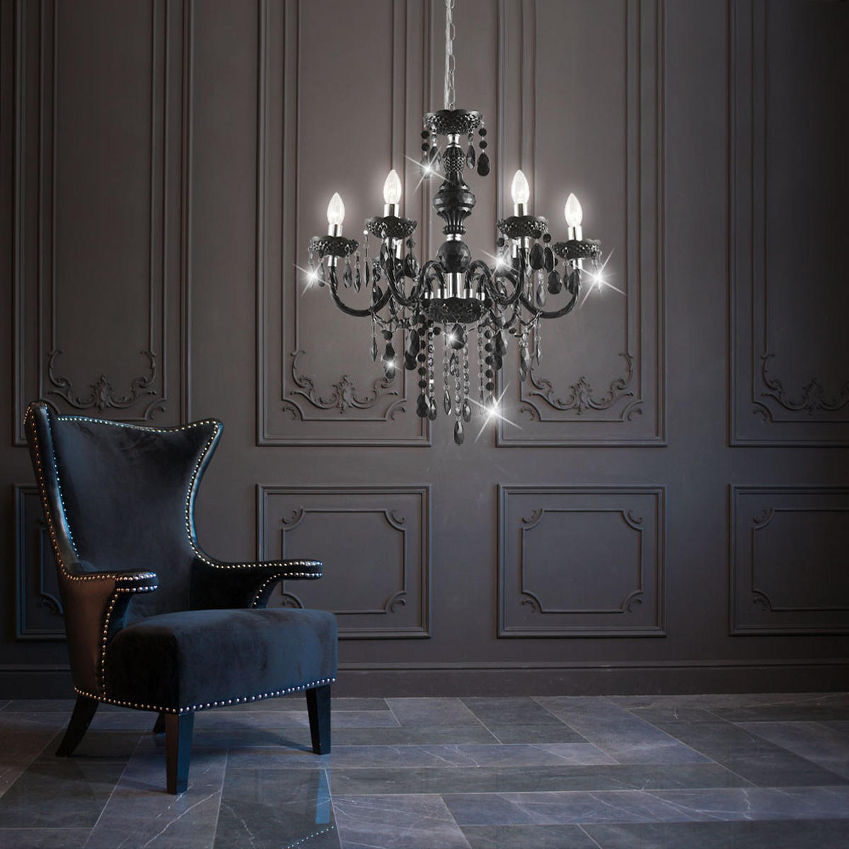 LED KRONLEUCHTER Cuimbra Schwarz - Schwarz, Metall (57/57/166cm)