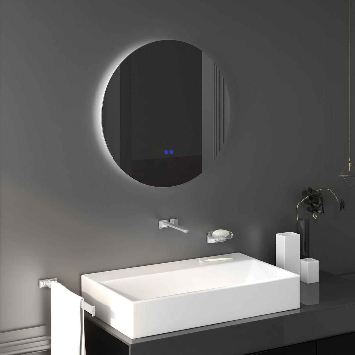 BADEZIMMERSPIEGEL - Transparent, Glas/Metall (60/3.5/60cm) - Kleankin
