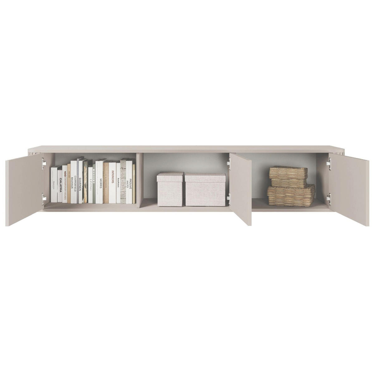 TV-HÄNGEBOARD Ovarlo Greige mit geriffelten Fronten 163/49/38 cm - Taupe, Holzwerkstoff (163.2/31.2/38cm) - Selsey