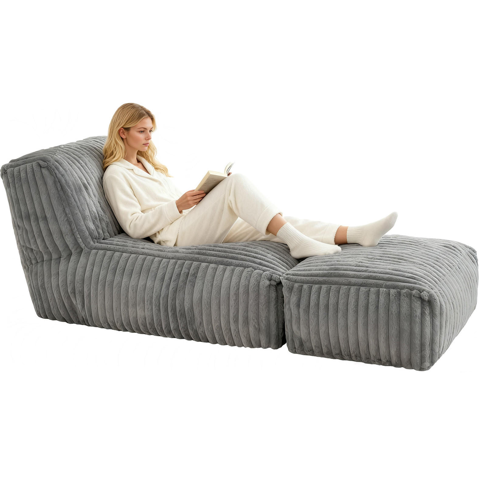SCHLAFSOFA modular 160 x 79 x 66 cm Flannelette Light Grey - Hellgrau, Kunststoff (80/66/160cm) - Beauniv