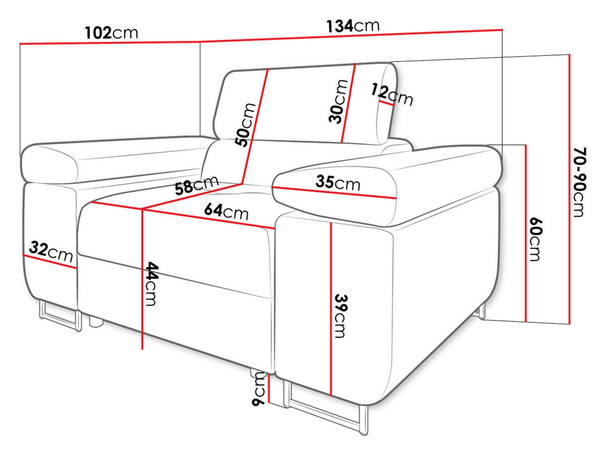 SESSEL Torezio - Braun, Holz/Textil (134/90/102cm) - MIRJAN24