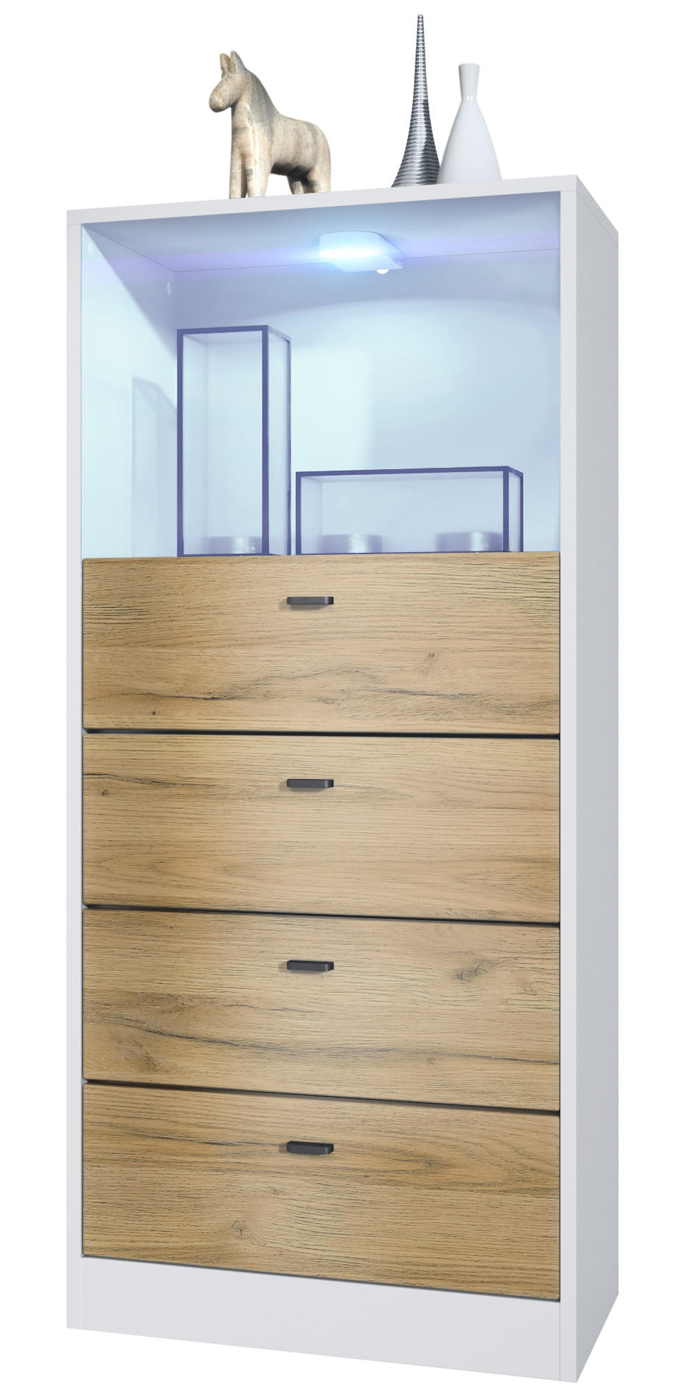 KOMMODE Pino Fronten in Eiche Natur - Eichefarben, Holzwerkstoff (56/125/36cm) - Vladon