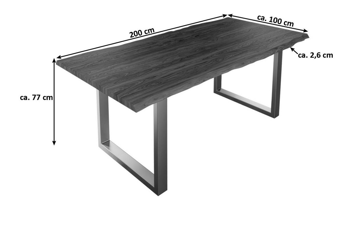 ESSTISCH LAUREN - Silberfarben/Nussbaumfarben, Holz/Metall (100/200/77cm) - SAM