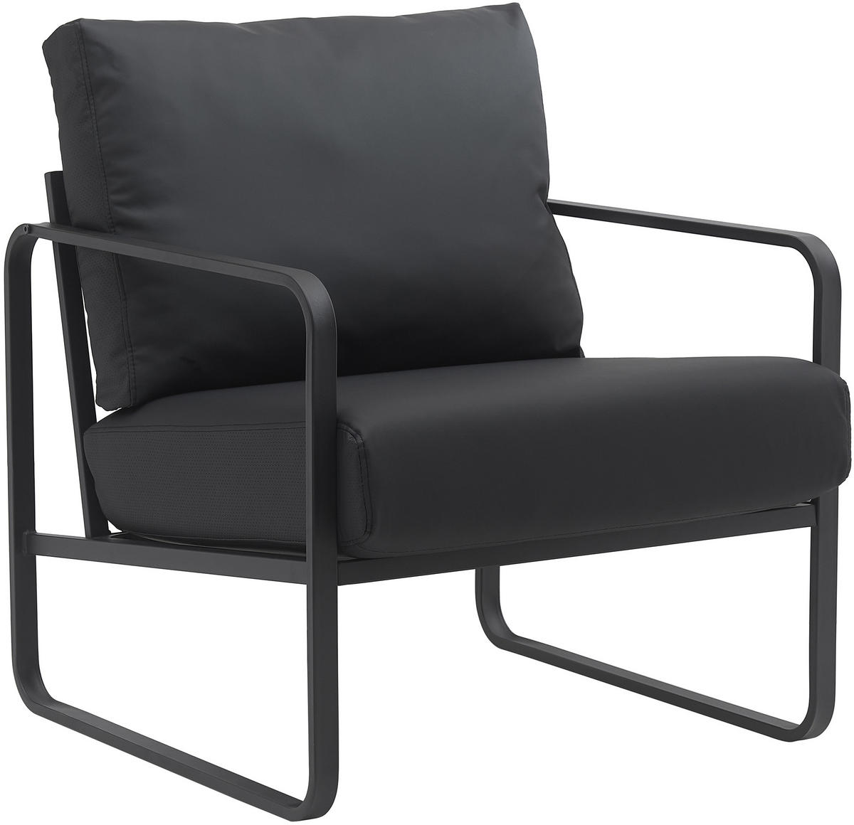 SESSEL Lederlook schwarz - Schwarz, Textil/Metall (70/82/74cm) - CLP
