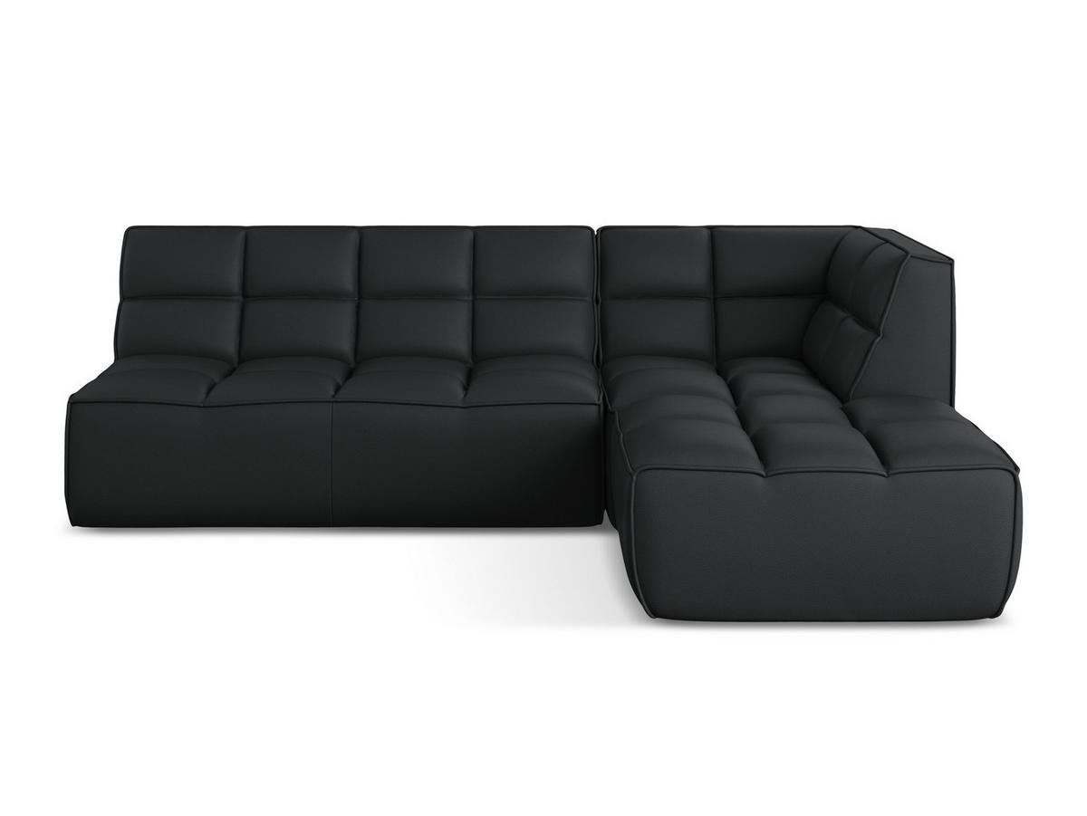 ECKSOFA Beidseitig Kunstleder Schwarz - Schwarz/Grau, Leder/Kunststoff (258/178cm) - Makamii