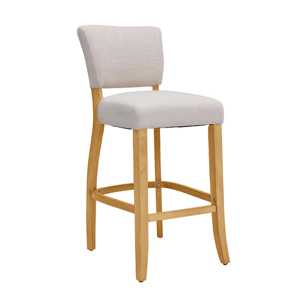 BARHOCKER 47/52.5/105.5 cm 2er-Set Rückenlehne Massivholzrahmen Leinen Beige Braun - Beige/Braun, Holz/Textil (47/105.5/52.5cm) - Livingandhome
