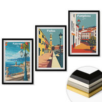 WANDBILDER 3er-Set - 40x60 cm Schwarzer Rahmen - Retro-Stadtillustrationen - Schwarz, Kunststoff (40/60cm) - ArtPrintCave