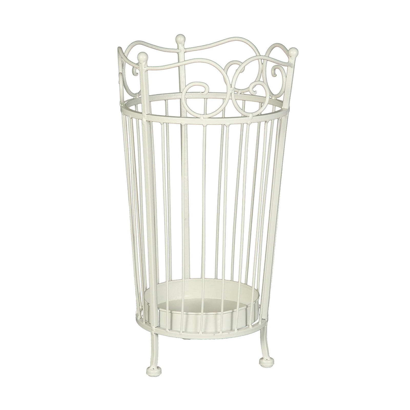 SCHIRMSTÄNDER Luca Metall, mit Abtropfschale antik-weiß - Weiß, Metall (25/45/25cm) - DESIGN DELIGHTS