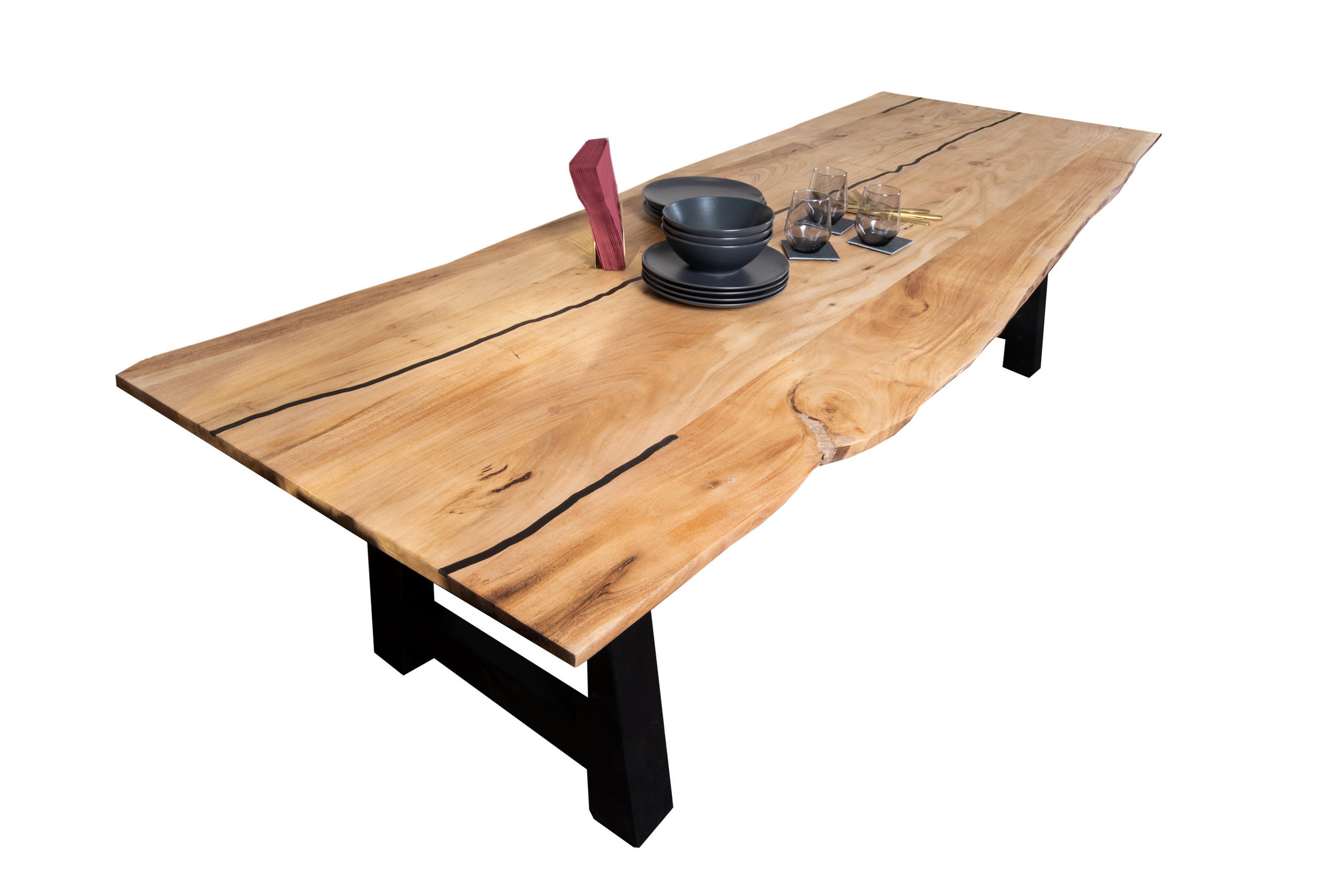 ESSTISCH POLLY - Beige/Schwarz, Holz/Metall (100/300/77cm) - SAM