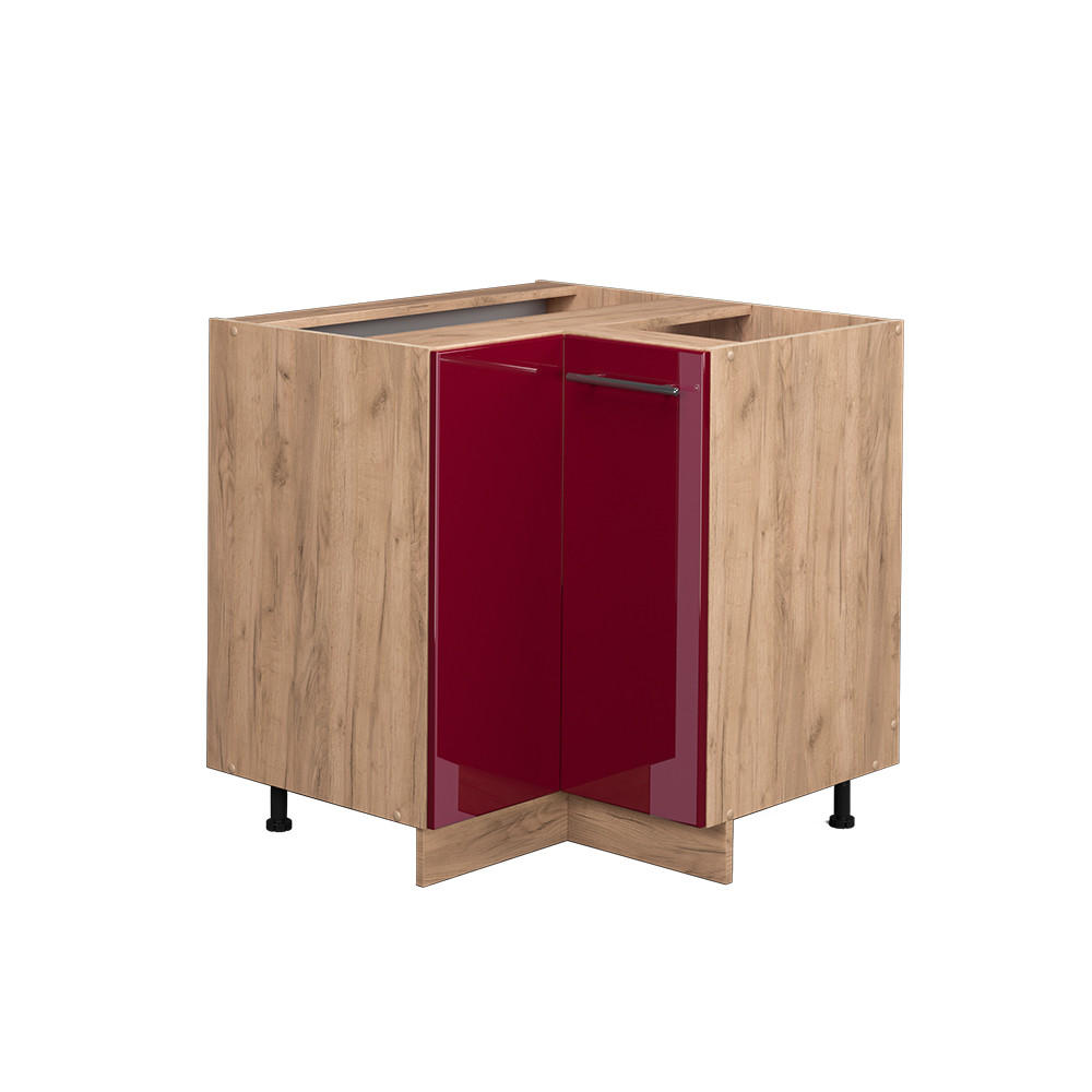 ECKUNTERSCHRANK Fame-Line Bordeaux Hochglanz 80.5 cm ohne AP - Bordeaux/Eiche Wotan, Holzwerkstoff (80.5/82/51.6cm) - Vicco