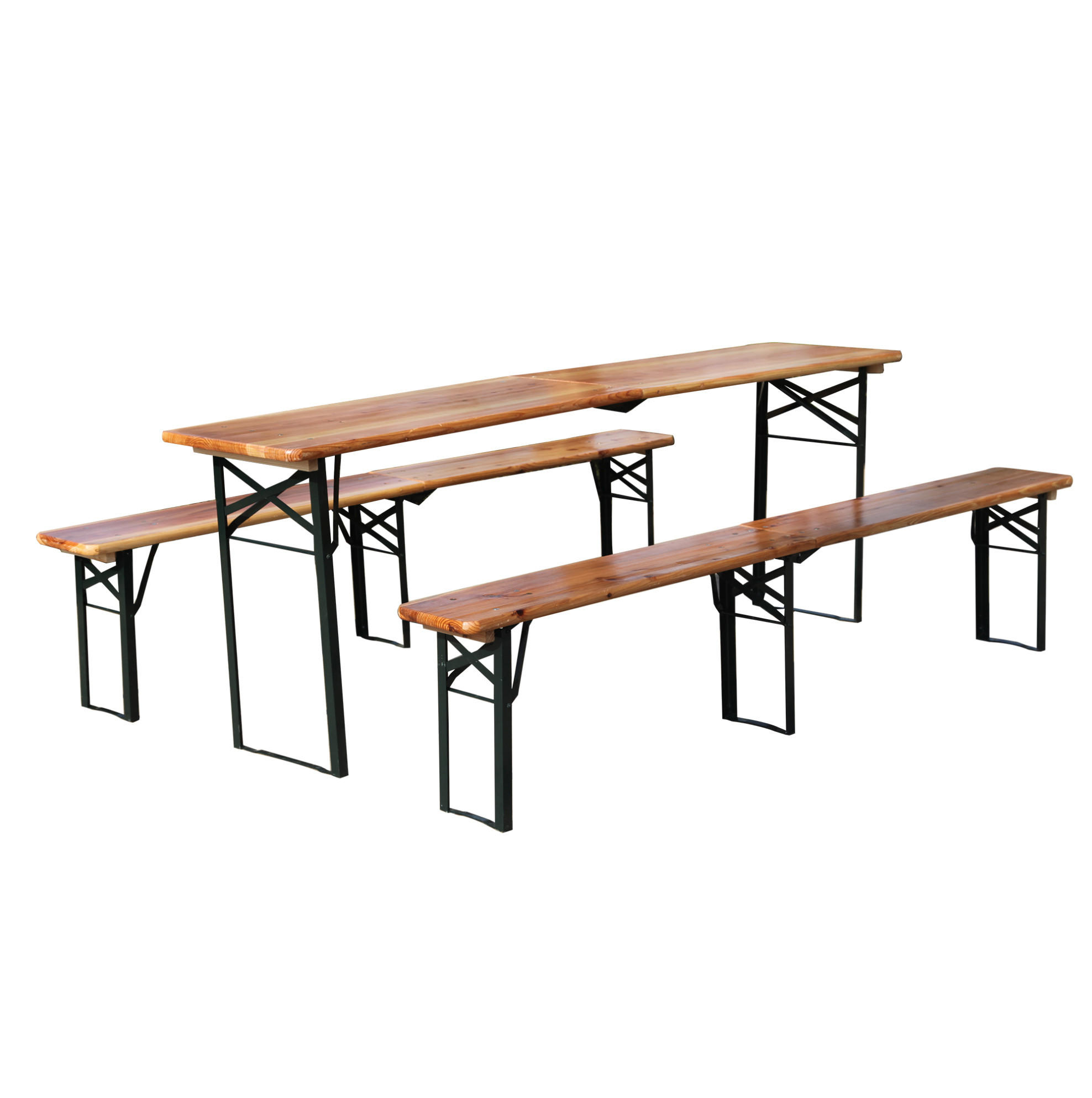 BIERZELTGARNITUR 220/50/78 cm klappbar, 3-teilig und wetterbeständig, Holzfarbe - Naturfarben, Metall - Redom