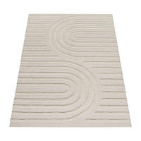 HOCHFLORTEPPICH, mit 3D-Struktur, aus Polypropylen, Florhöhe 30 mm, Creme, 120 x 160 cm - Beige, Textil (120/160cm) - KADIMA DESIGN