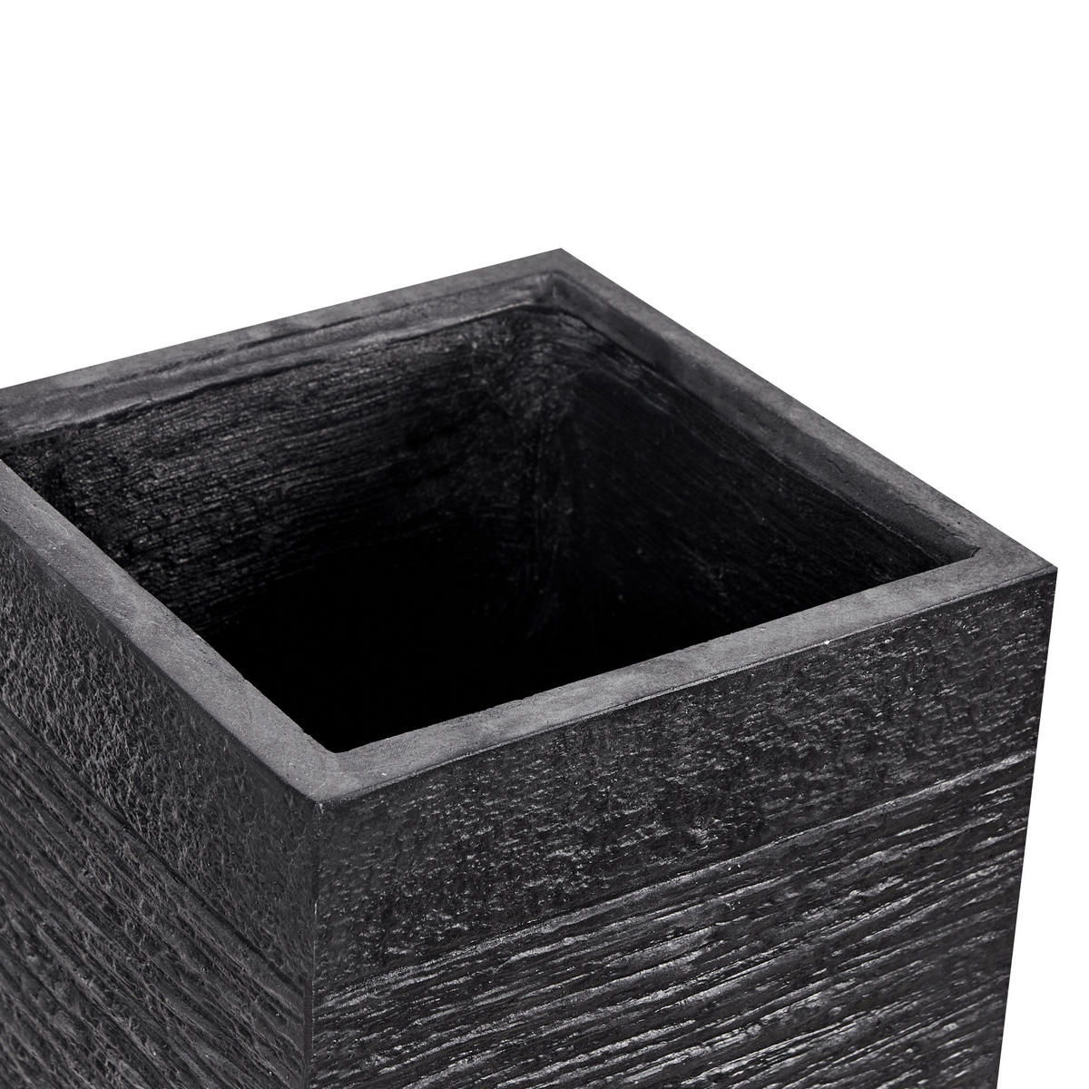 BLUMENTOPF schwarz quadratisch 33/33/70 cm Dion - Schwarz, Naturmaterialien (70cm) - Beliani