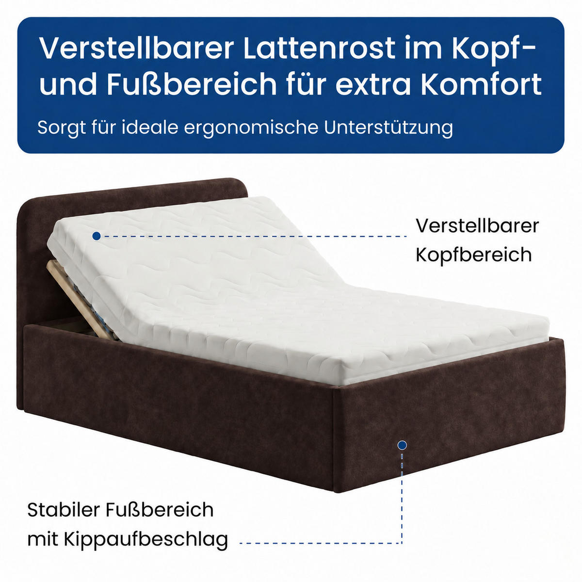 POLSTERBETT 140x200 cm Bonnellfederkernmatratze H2 Microvelours in Dunkelbraun - Dunkelbraun, Textil (140/200cm) - Home Collective