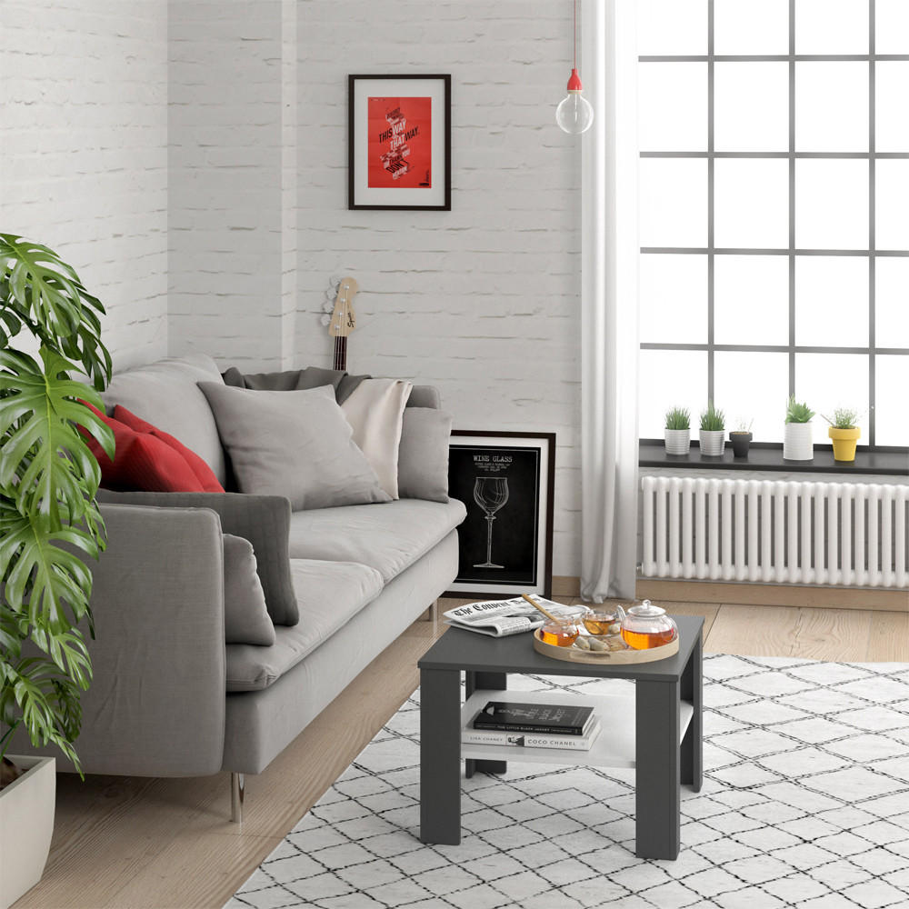 COUCHTISCH Homer Weiß/Anthrazit 60 x 60 cm - Anthrazit/Weiß, Holzwerkstoff (60/60/42cm) - Vicco