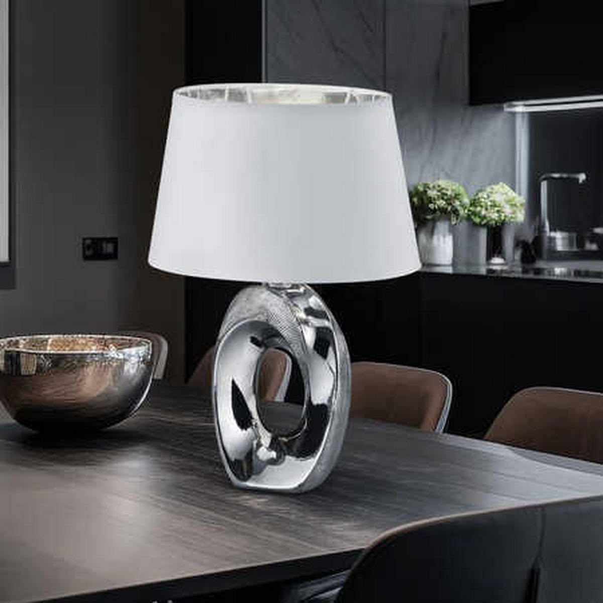 TISCHLEUCHTE Keramik Silber Weiß - Silberfarben, Keramik (23/16/33cm) - Trio Leuchten