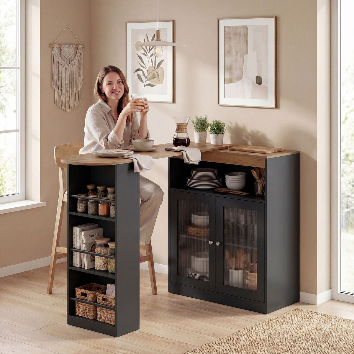 BARTISCH Schwarz 1 Stück - Schwarz, Kunststoff (150/80/105.5cm) - GiPP