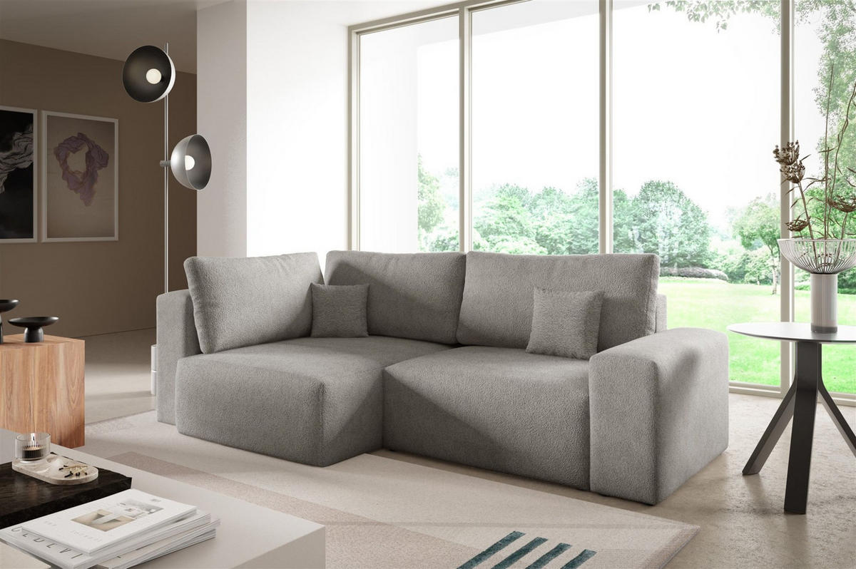 ECKSOFA Arona Mit Schlaffunktion - Beige, Holzwerkstoff/Textil (148/253cm) - Fun Möbel