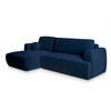 ECKSOFA SENTI K L-S Blau Plüsch-Stoff mit Schlaffunktion - Blau, Holz (246/148cm) - MASSENO