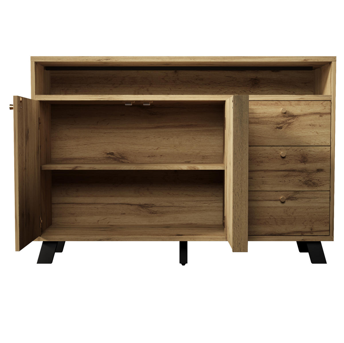 SIDEBOARD 120/40/85 cm dunkle Eiche aus Holz mit Lamellenfront - Braun, Holz (120/85/40cm) - OKWISH