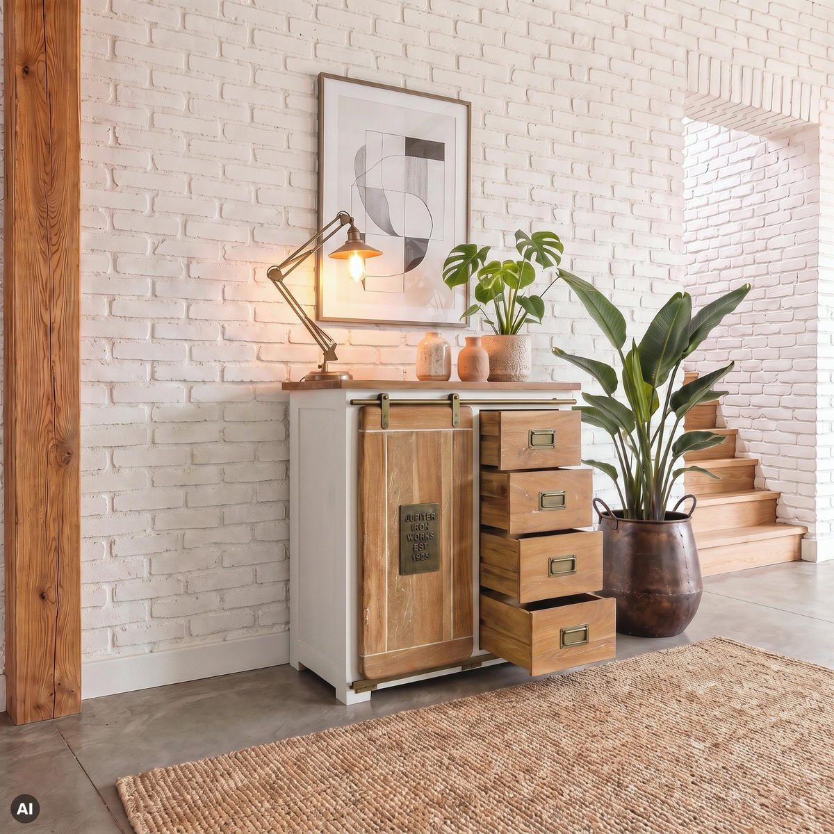 KOMMODE Mango 90x45x100 weiß lackiert RAILWAY #503 - Weiß, Holz (90/100/45cm) - Massivmoebel24