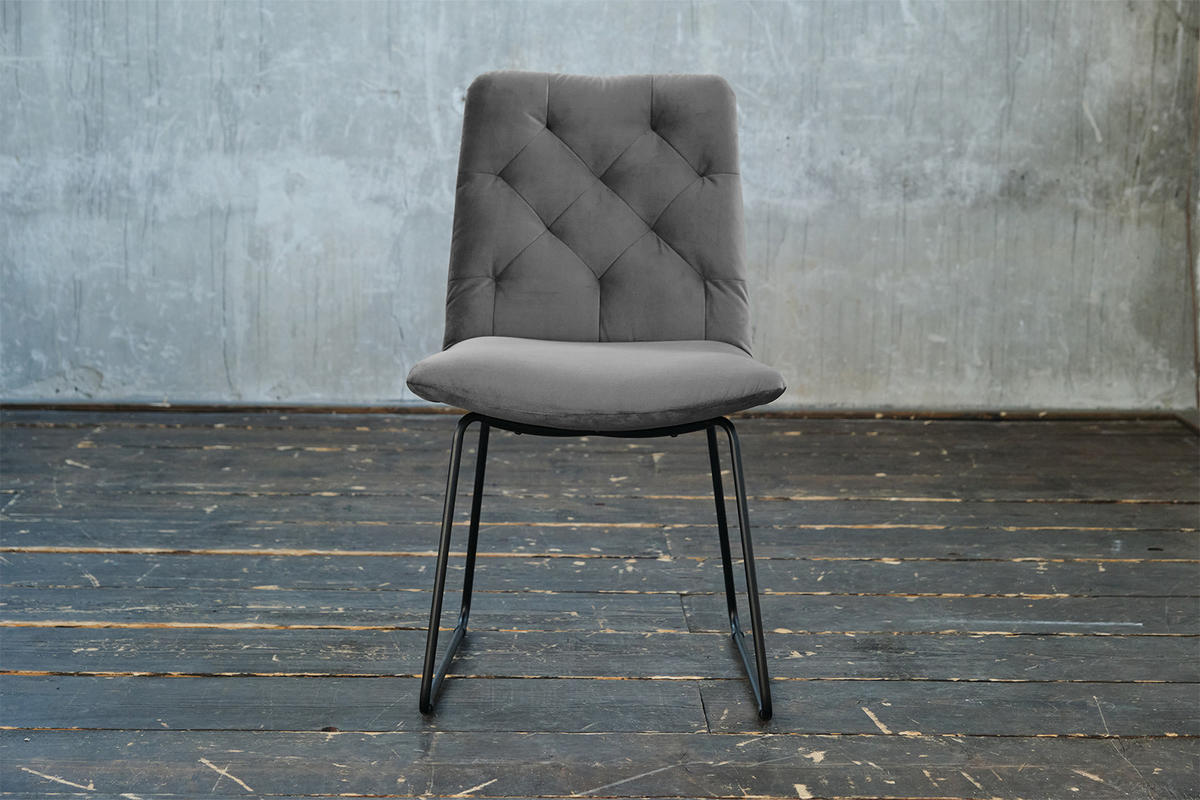 STUHL NEW CHARME Steingrau Velvet - Grau, Textil (52/87/66cm) - KAWOLA
