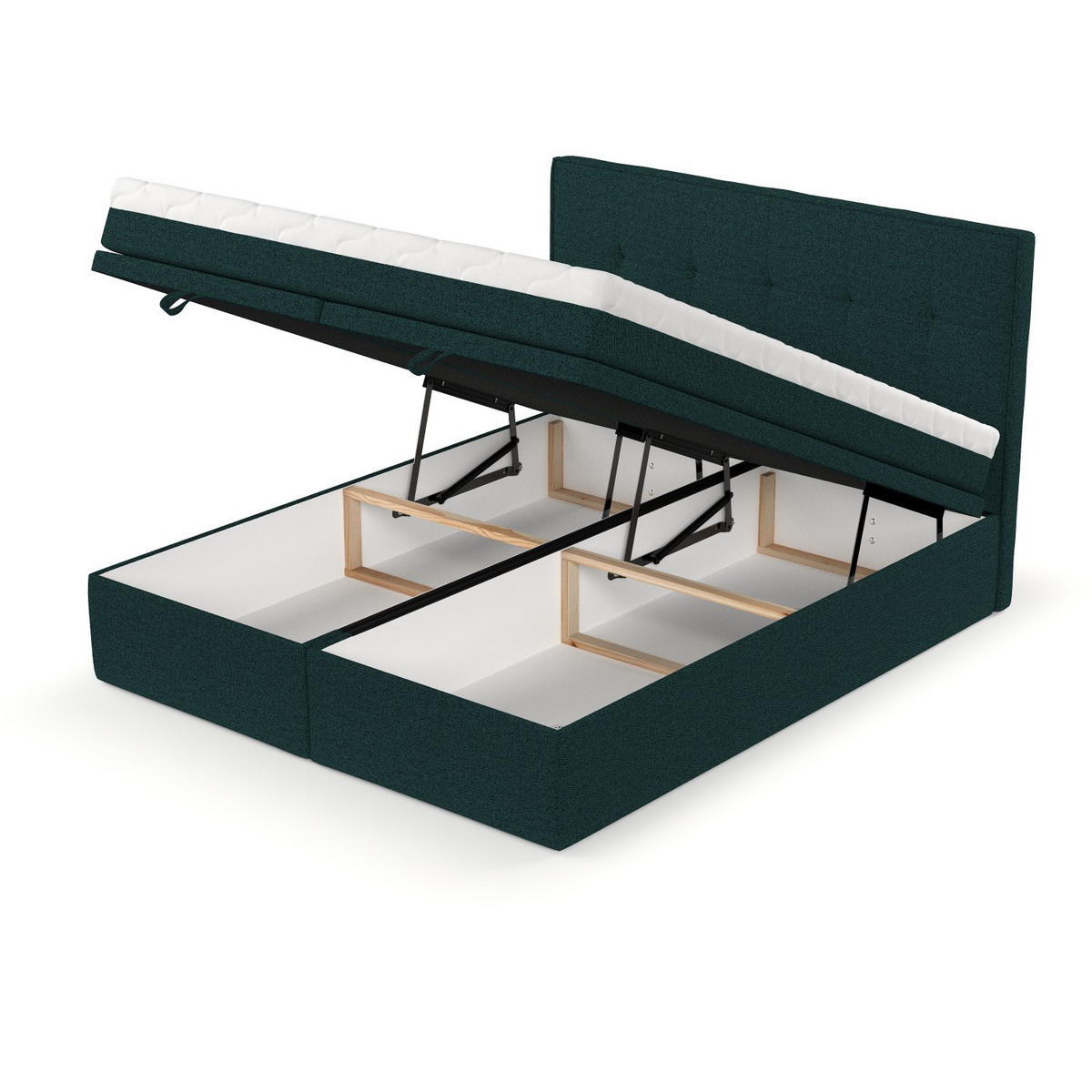 BOXBETT Arivo 200/200 cm Grün im Riva Stoff - Schwarz/Grün, Holz/Holzwerkstoff (200/200cm) - AltaBeds