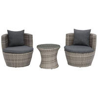 BALKONSET 2-Sitzer Rattan grau Auflagen grau Capri - Grau, Kunststoff/Textil - Beliani