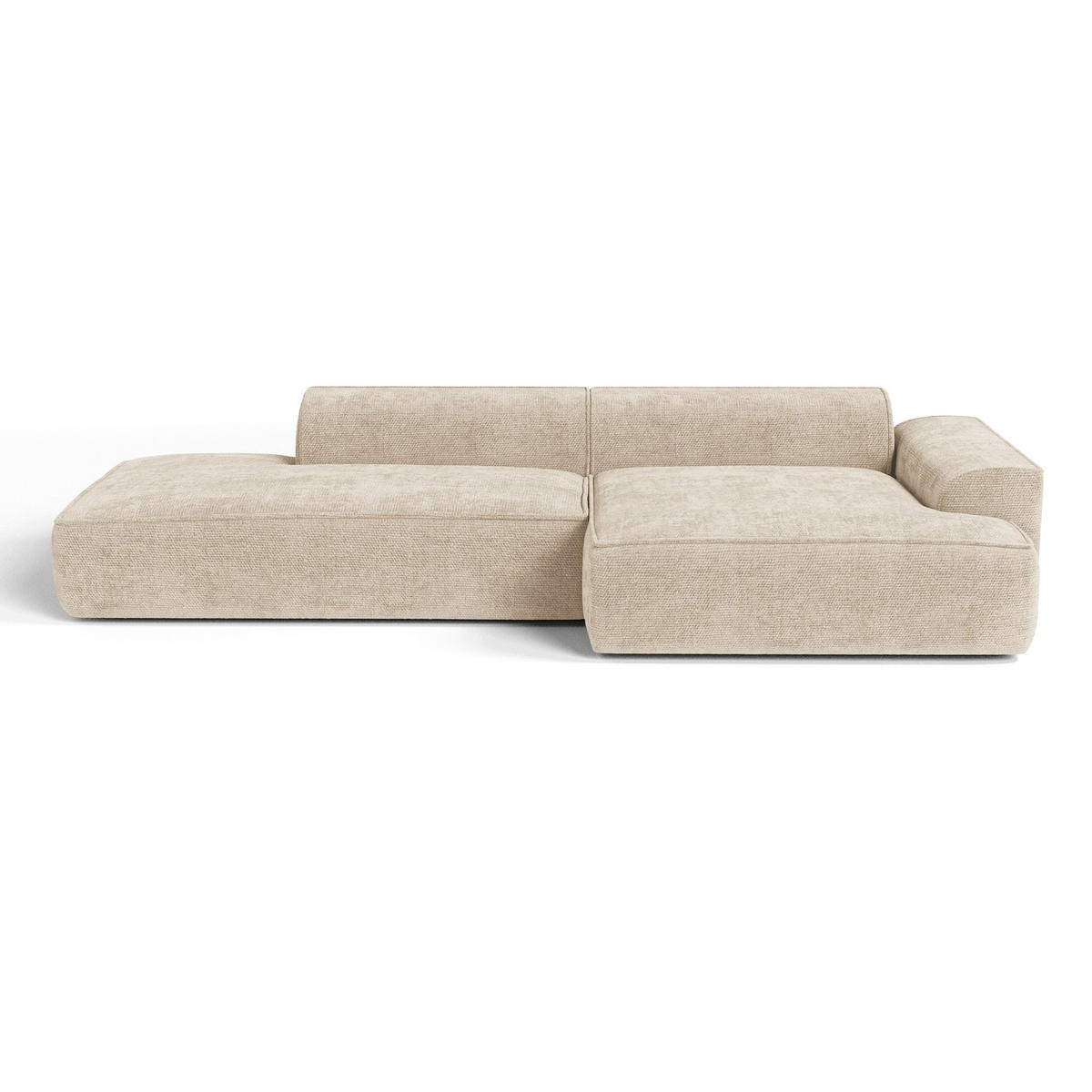 ECKSOFA rechtwinklig HANA Strickvelours Creme 300cm - Creme, Textil (300/155cm) - Premium Interiors