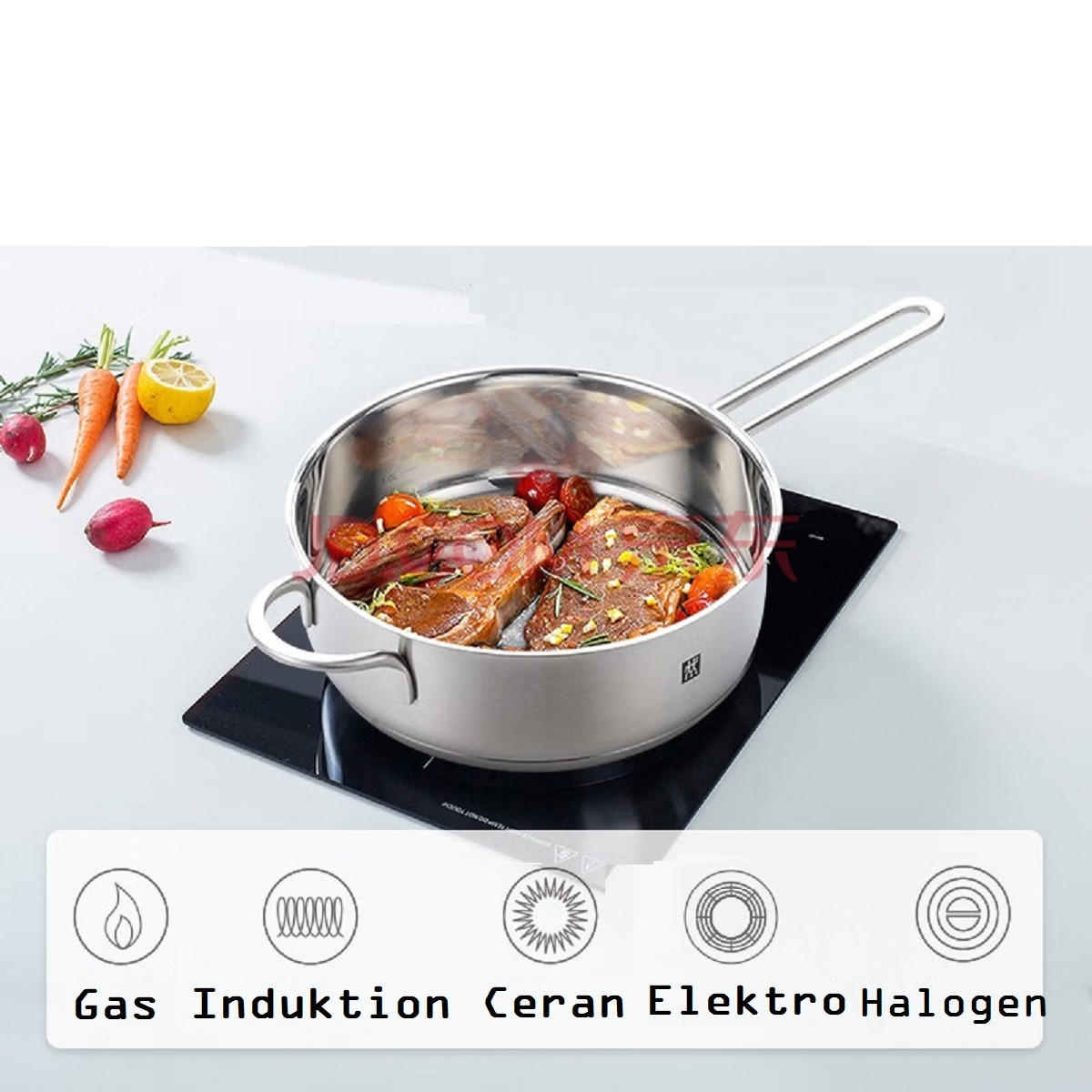 SCHMORPFANNE mit GEMÜSEMESSER Twin Nova 3 Silber - Silberfarben, Metall (25cm) - Tefal