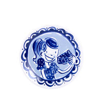 KUCHENTELLER Mädchen in Blau - 18cm - Blau, Keramik (18/18/2cm) - Blond Amsterdam
